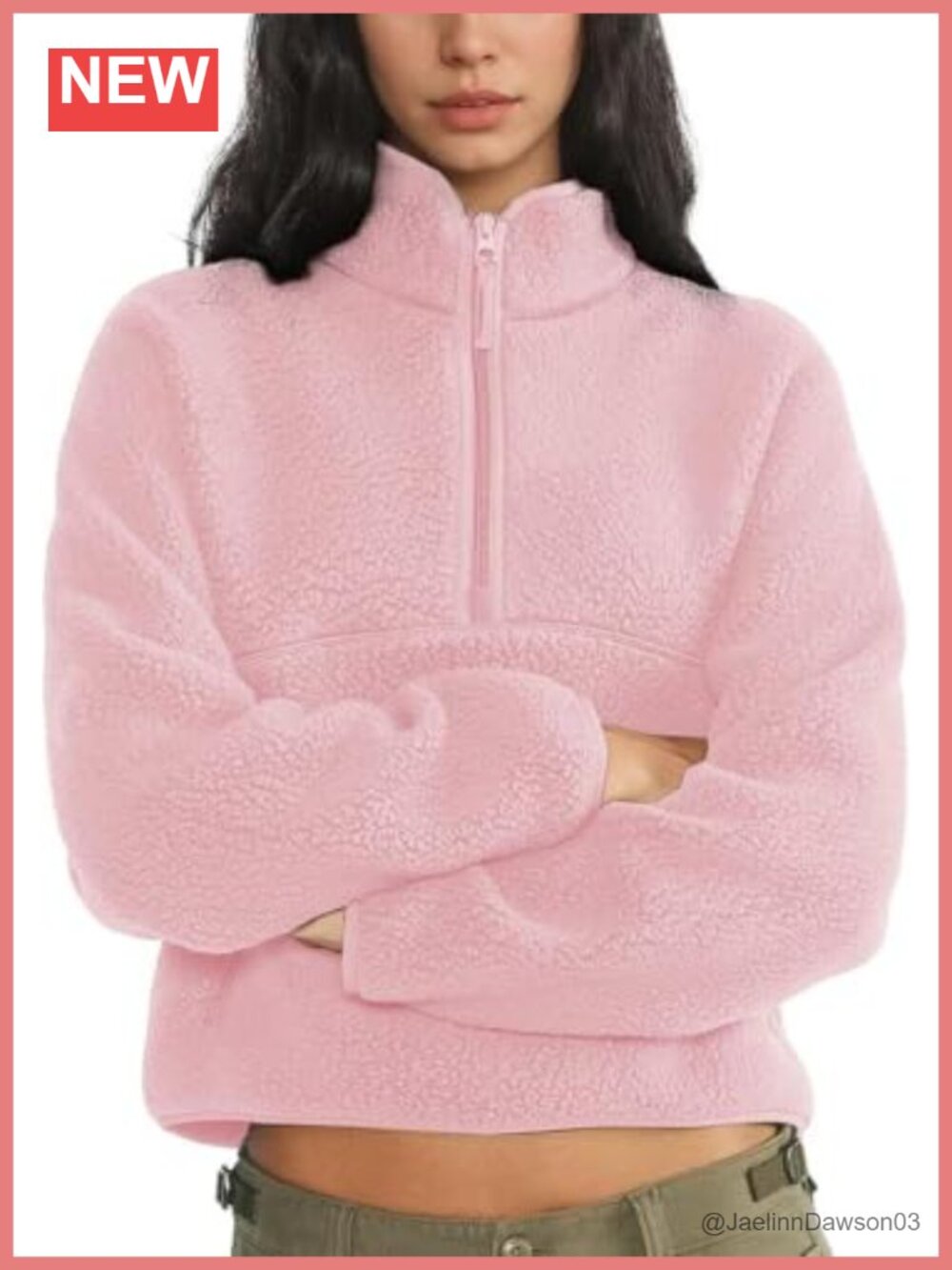 Women Fleece Sweatshirts Slouchy Half Zip Stand Collar Sherpa Coat